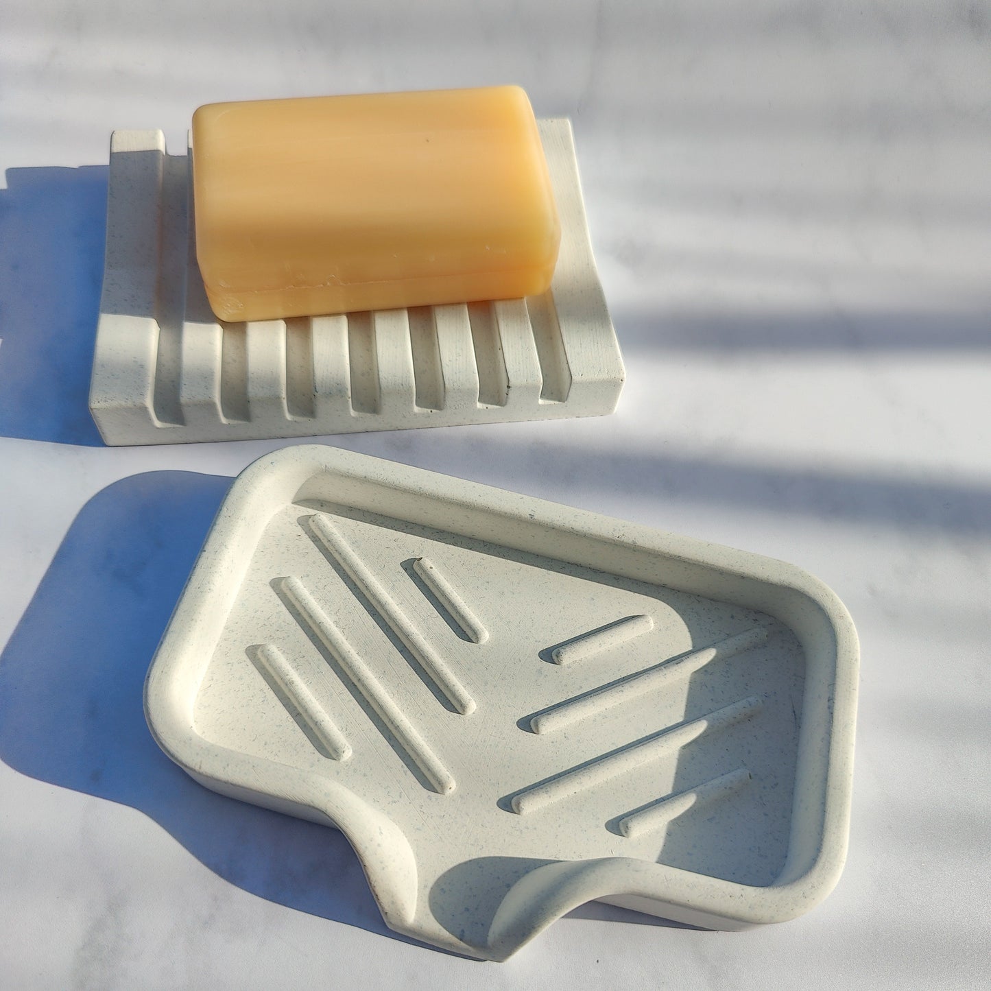 White Jesmonite Soap Dish With Lip