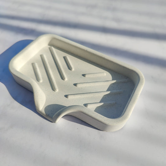 White Jesmonite Soap Dish With Lip