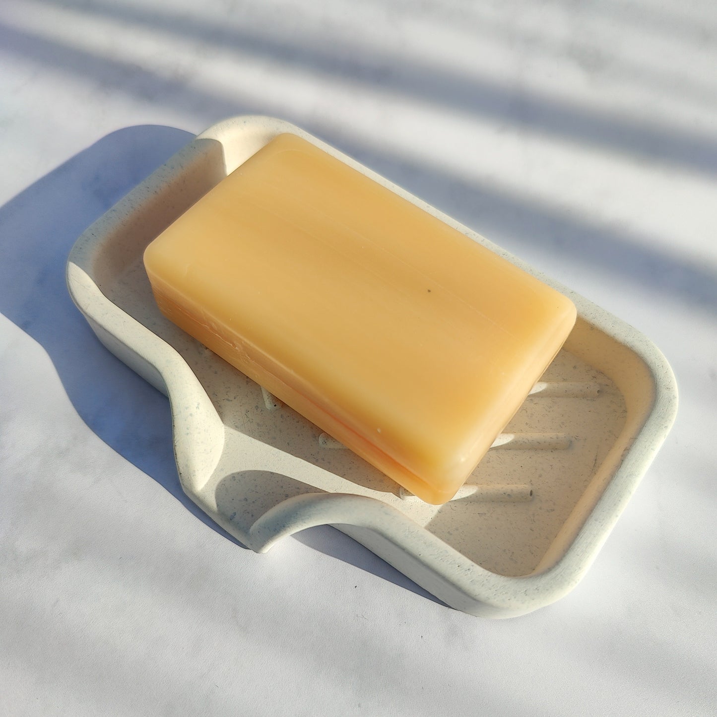 White Jesmonite Soap Dish With Lip