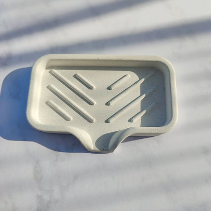White Jesmonite Soap Dish With Lip