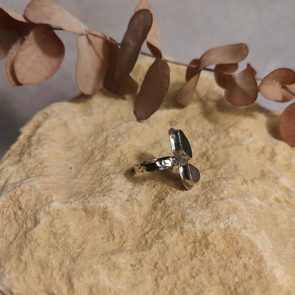 Double Seaglass Ring UK Size N