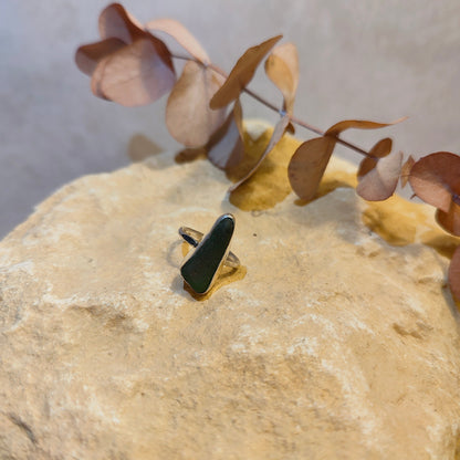 Forest Green Medium Seaglass Ring UK Size O