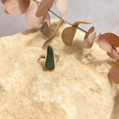Forest Green Medium Seaglass Ring UK Size O