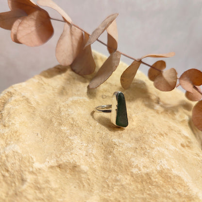 Forest Green Medium Seaglass Ring UK Size O