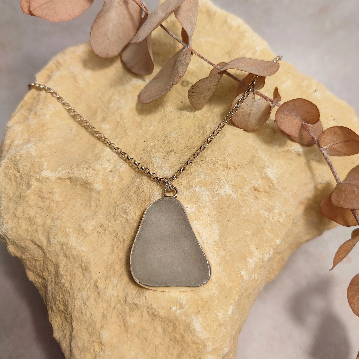 Extra Large Frosty Seaglass Pendant Necklace