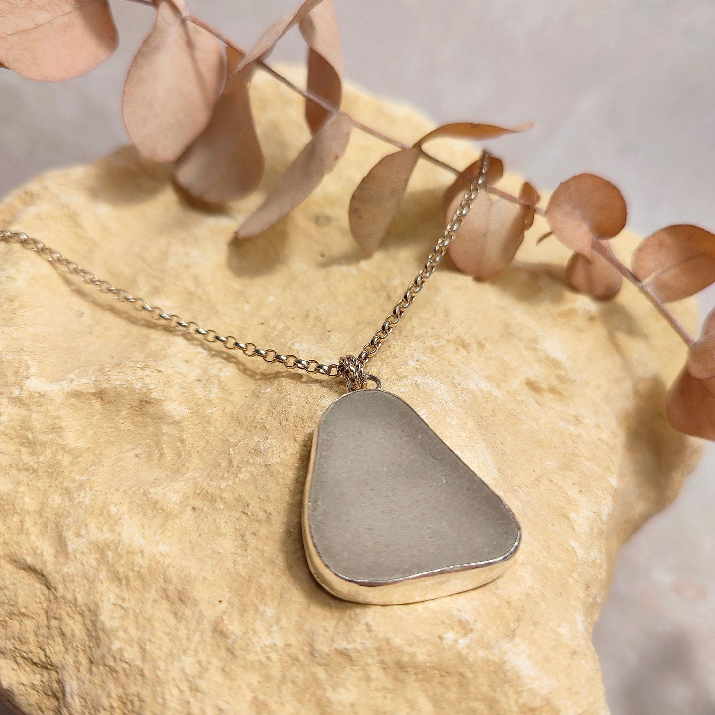 Extra Large Frosty Seaglass Pendant Necklace