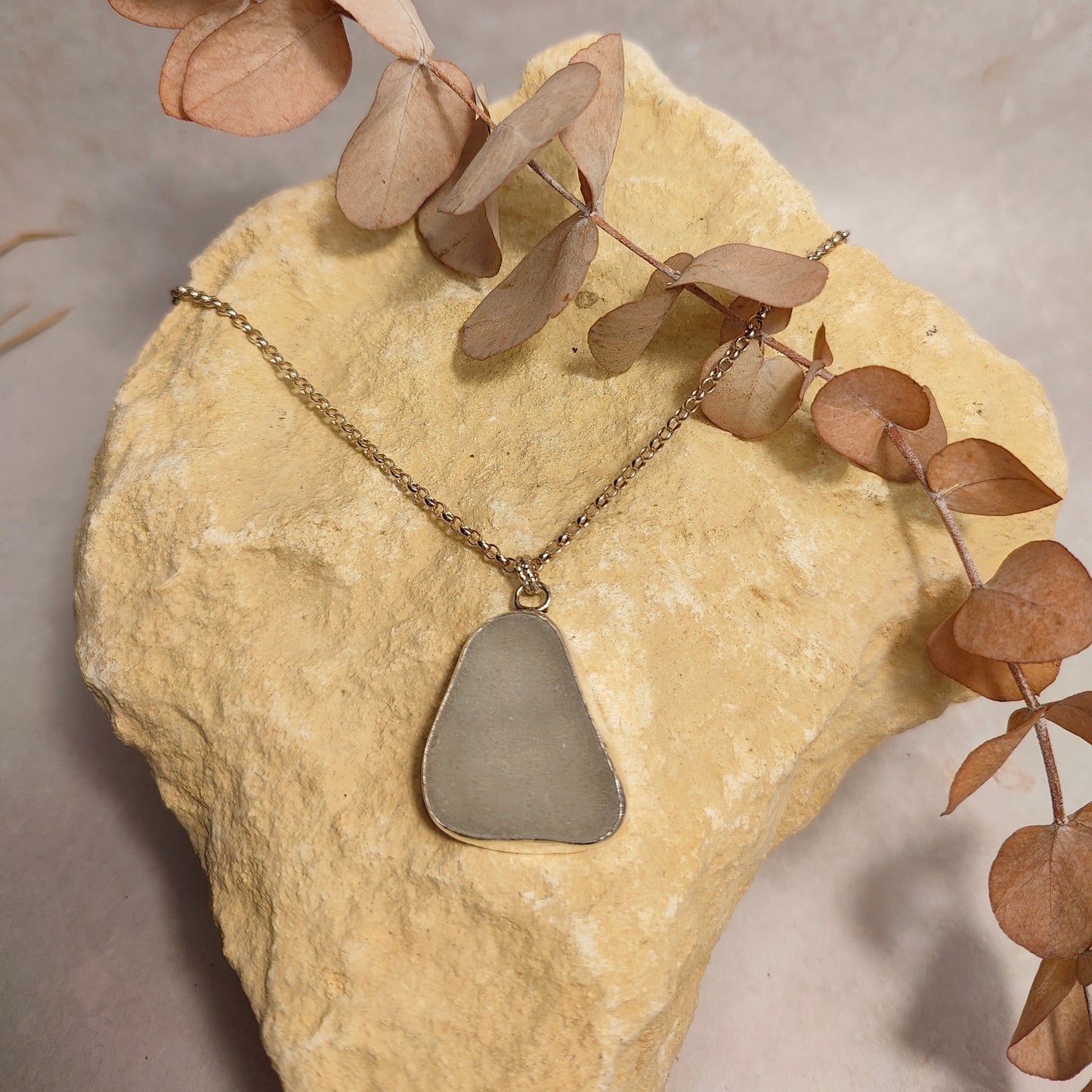 Extra Large Frosty Seaglass Pendant Necklace