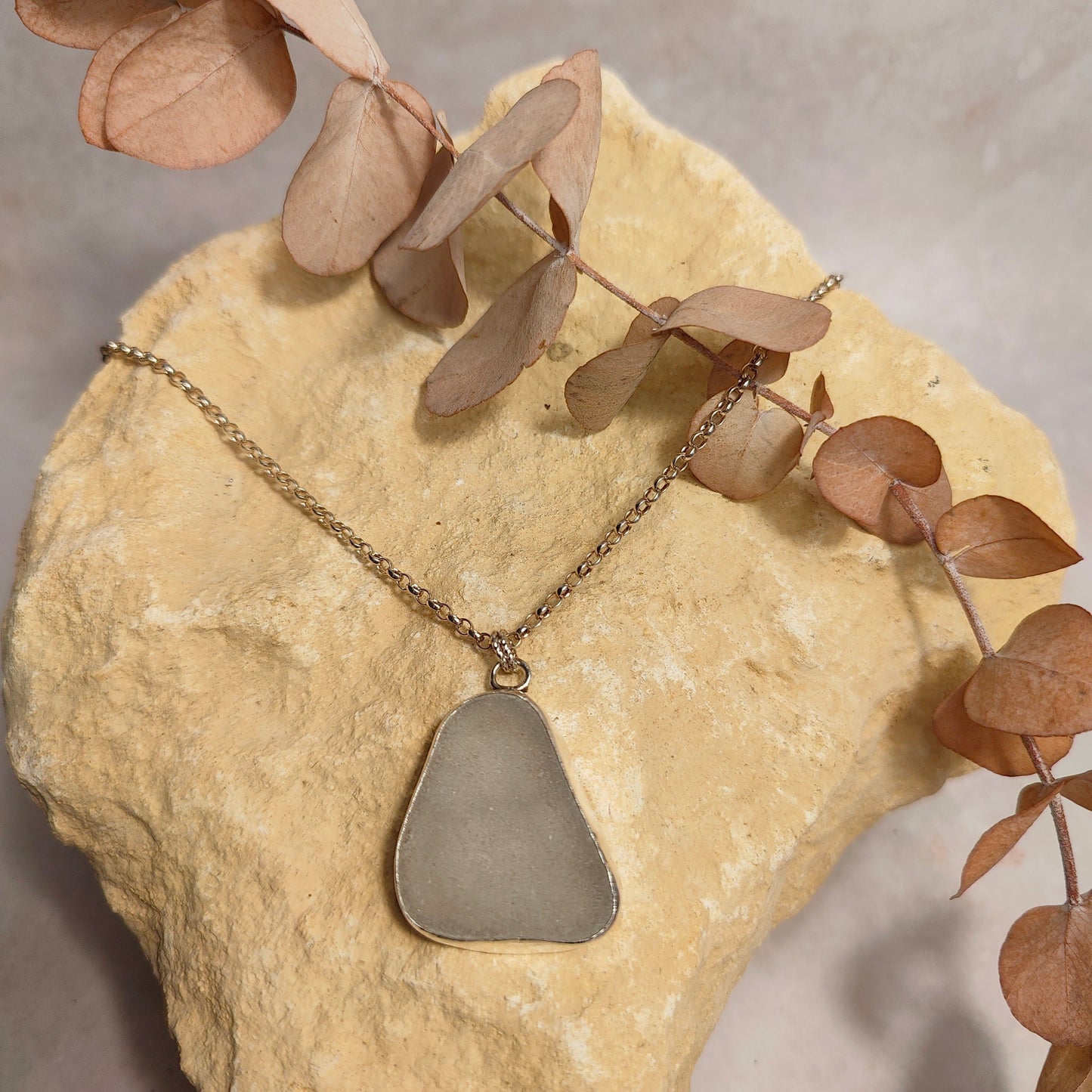 Extra Large Frosty Seaglass Pendant Necklace