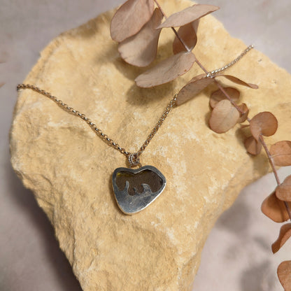 Heart Waves Lime Green Seaglass Pendant Necklace