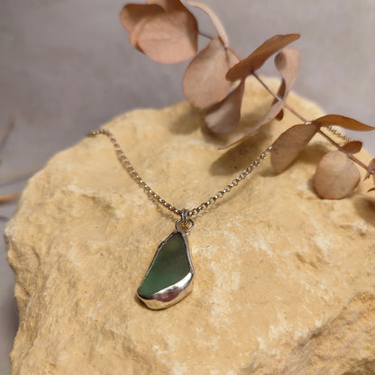 Seafoam Waves Seaglass Pendant Necklace