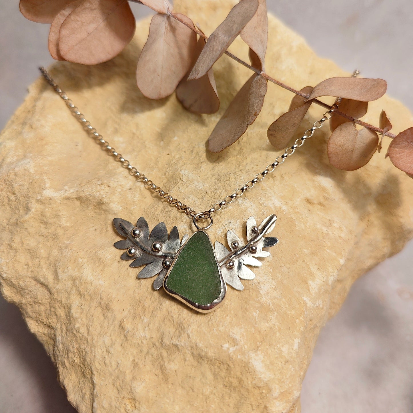 Fern Green Seaglass Pendant Necklace
