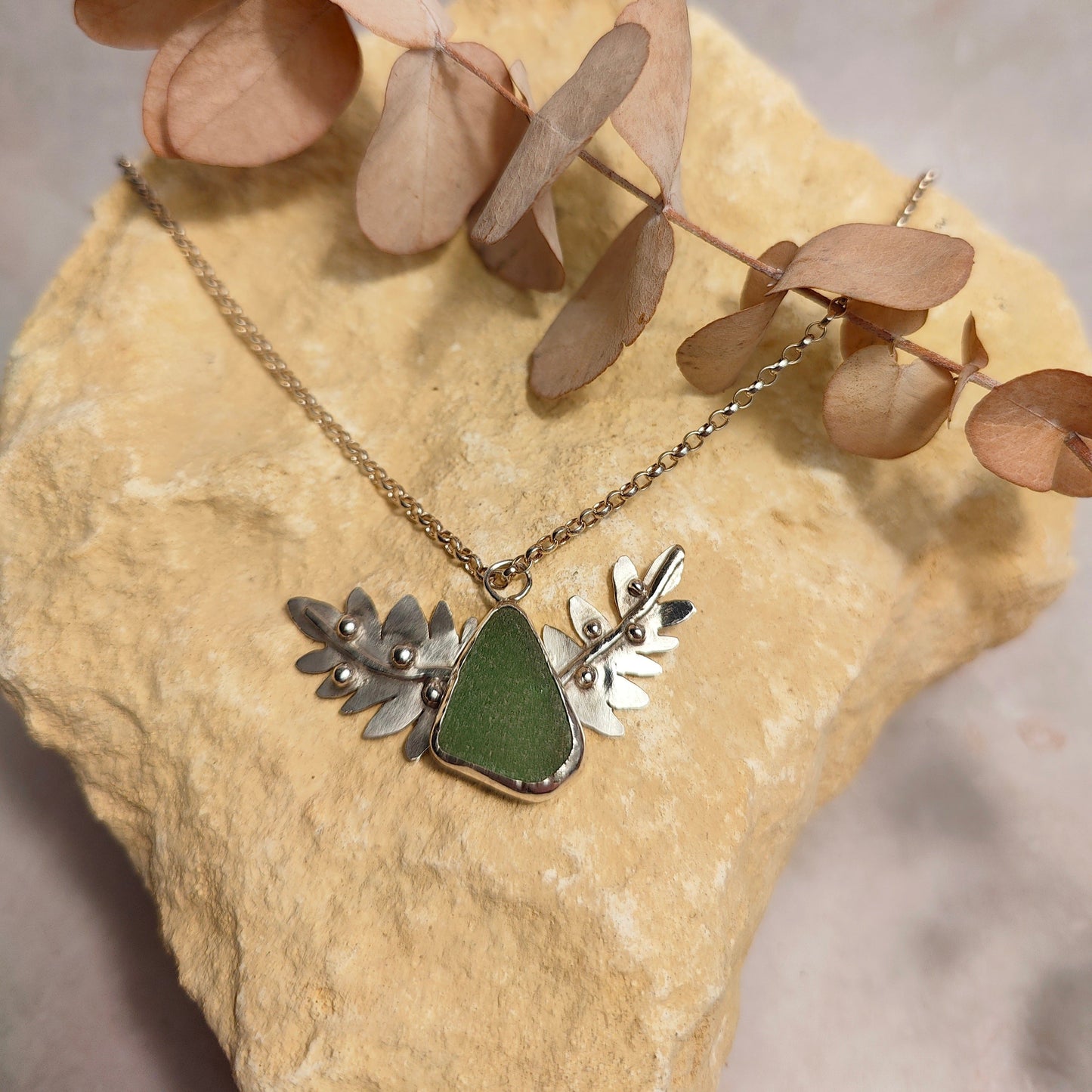 Fern Green Seaglass Pendant Necklace