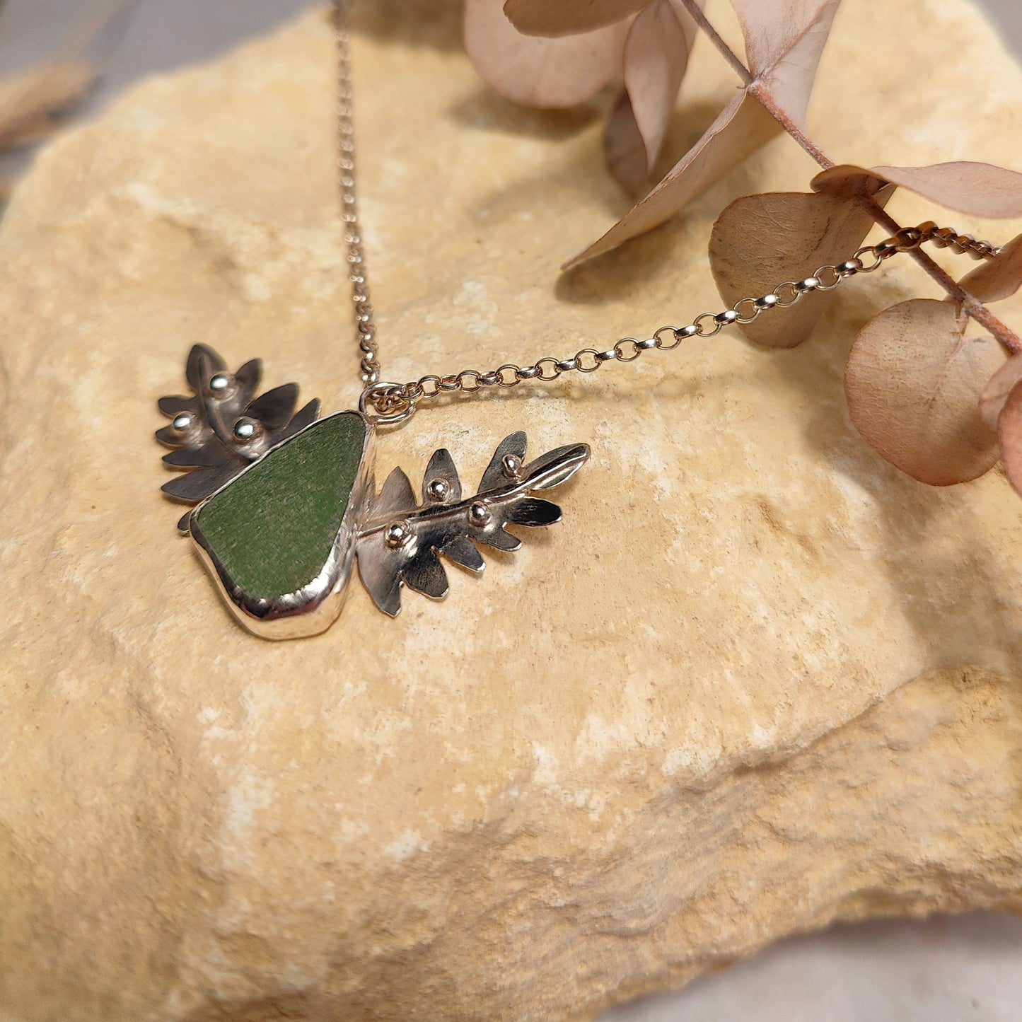 Fern Green Seaglass Pendant Necklace