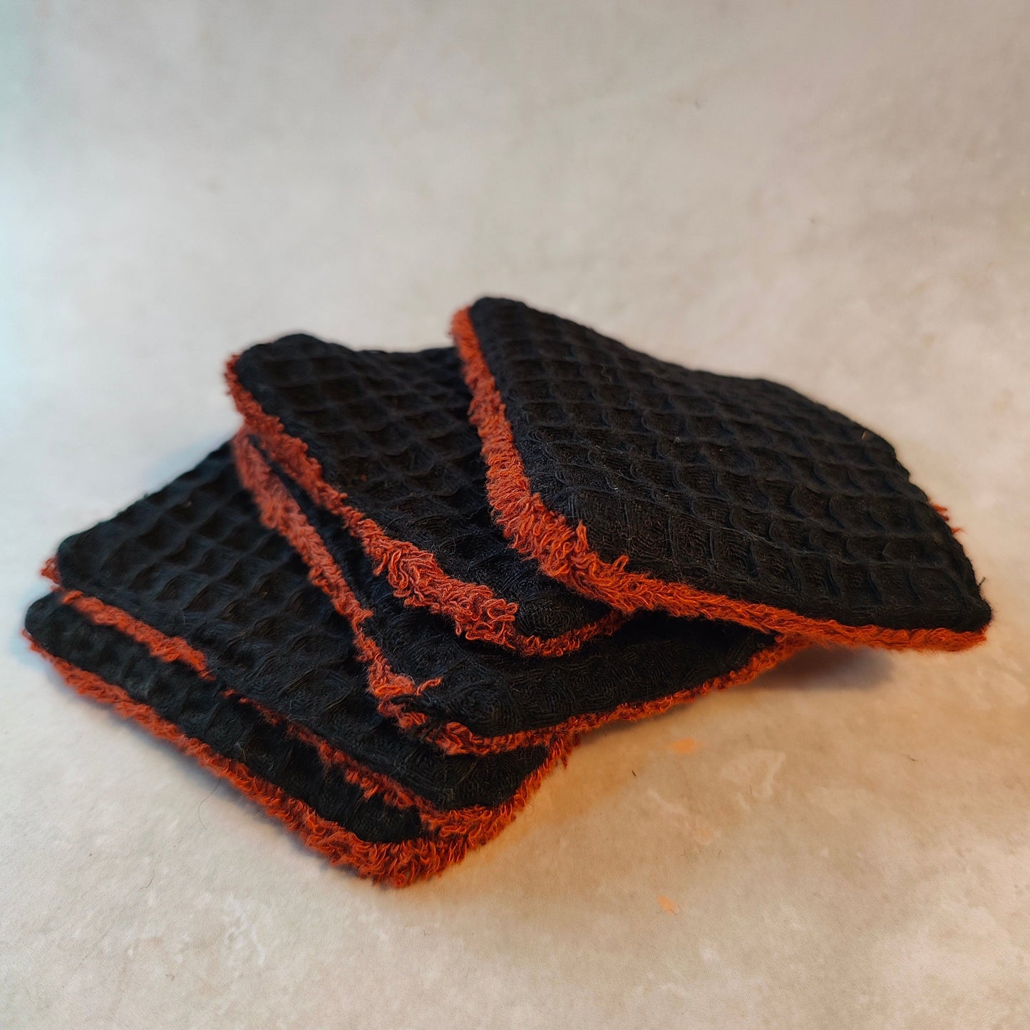 Black And Rust Reuseable Face Pads Set Of 5