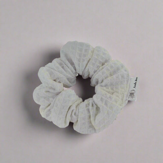 White Cotton Waffle Scrunchie Regular