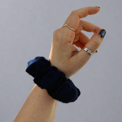 Navy Bamboo Cotton Scrunchie Regular