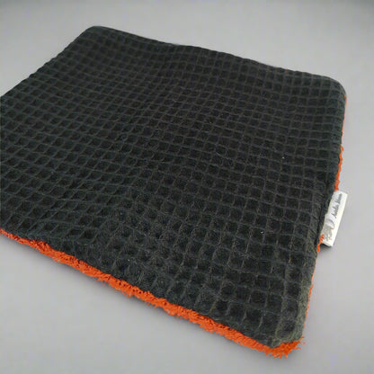 Black And Rust Cotton Bamboo Face Cloth Flannel