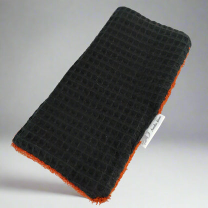 Black And Rust Cotton Bamboo Face Cloth Flannel