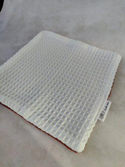 White And Rust Bamboo Cotton Face Cloth Flannel