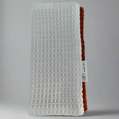 White And Rust Bamboo Cotton Face Cloth Flannel