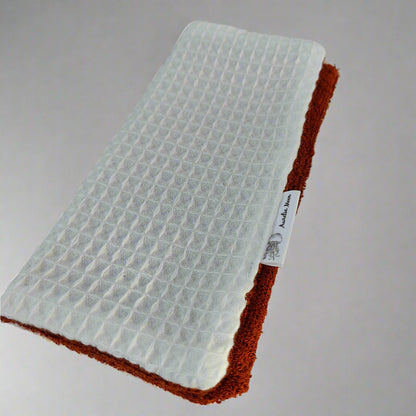 White And Rust Bamboo Cotton Face Cloth Flannel