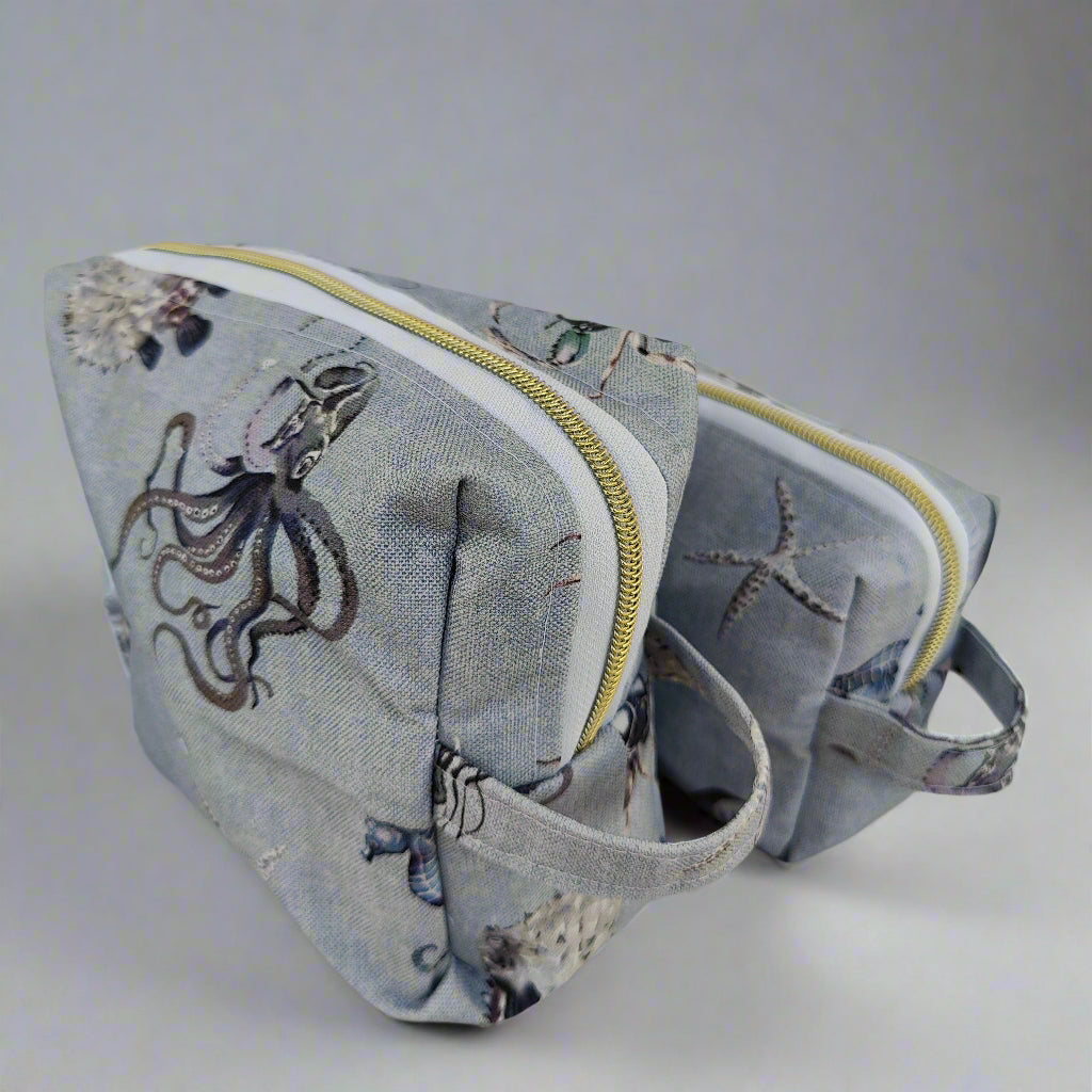 Large Blue Ocean Cosmetic Pouch