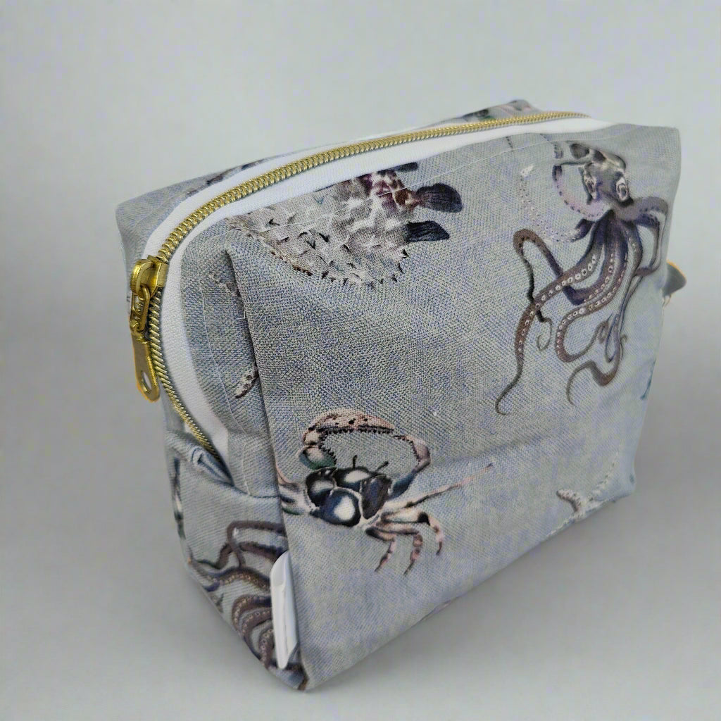 Large Blue Ocean Cosmetic Pouch