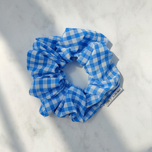 Blue Gingham Scrunchie Large