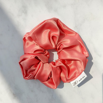 Coral Satin Scrunchie Large