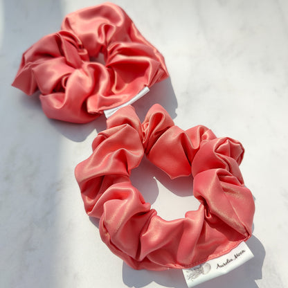 Coral Satin Scrunchie Large