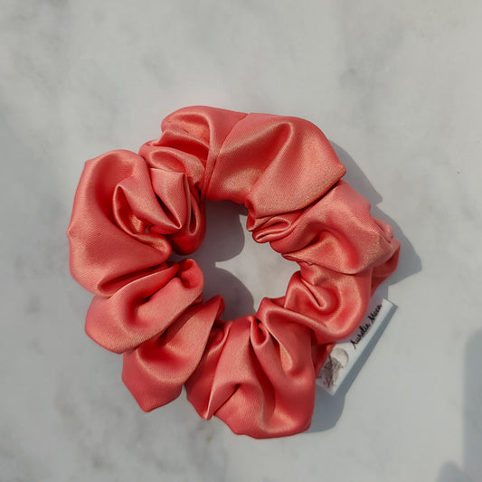 Coral Satin Scrunchie Regular