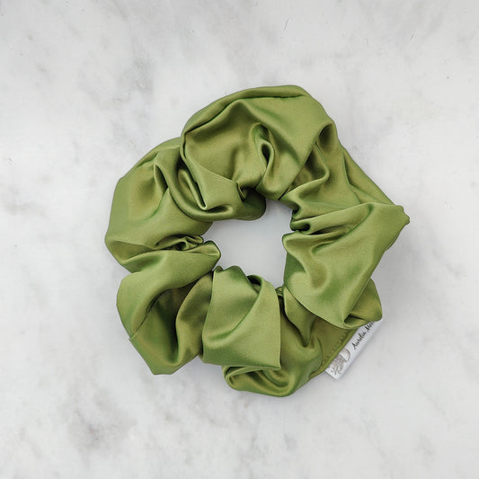 Olive Satin Scrunchie Large
