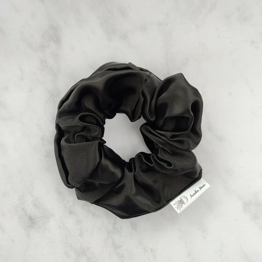 Black Satin Scrunchie Large