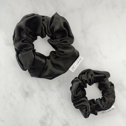 Black Satin Scrunchie Large