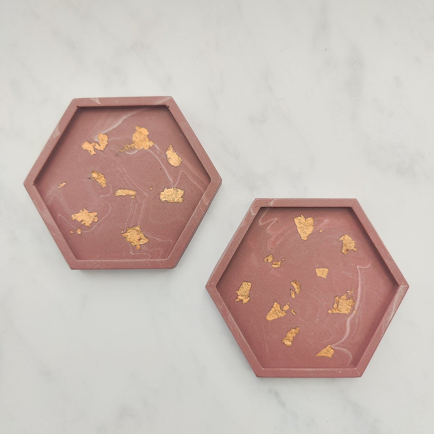 Wine Red Hexagon Coaster Set Of 2