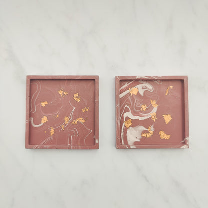 Wine Red Square Coaster Set Of 2