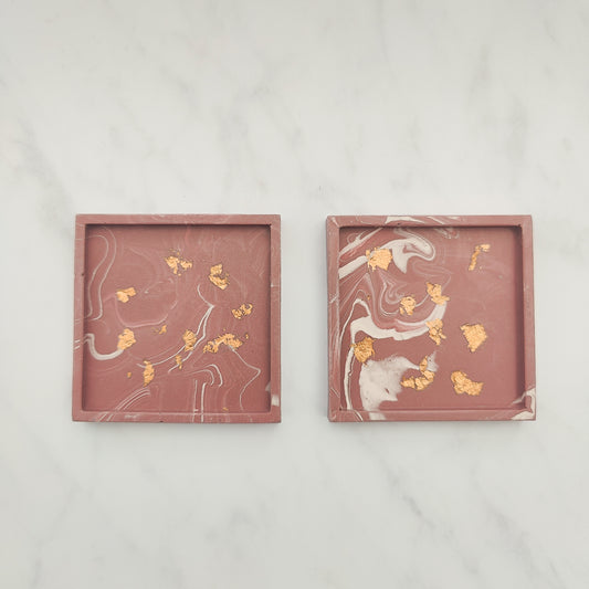 Wine Red Square Coaster Set Of 2