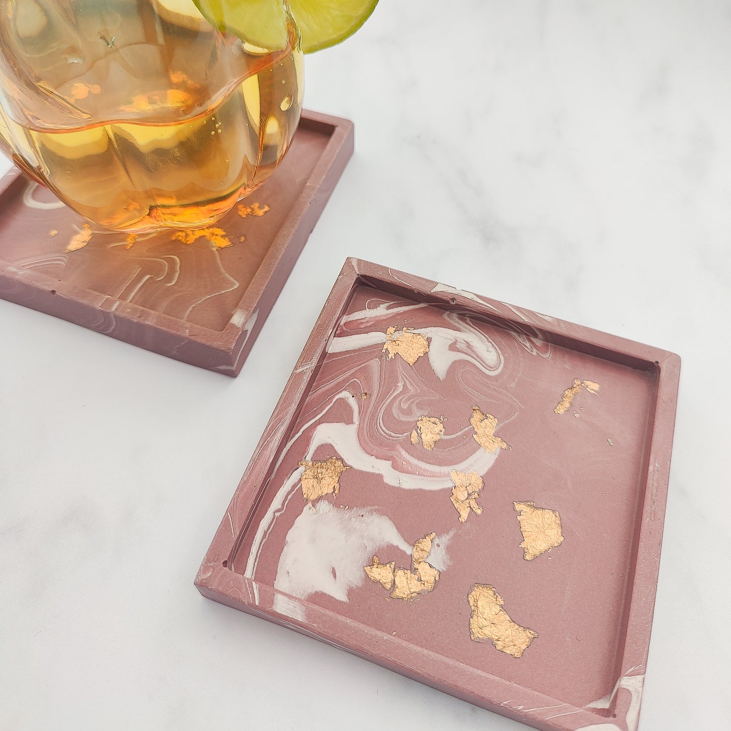 Wine Red Square Coaster Set Of 2