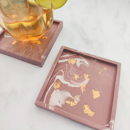 Wine Red Square Coaster Set Of 2