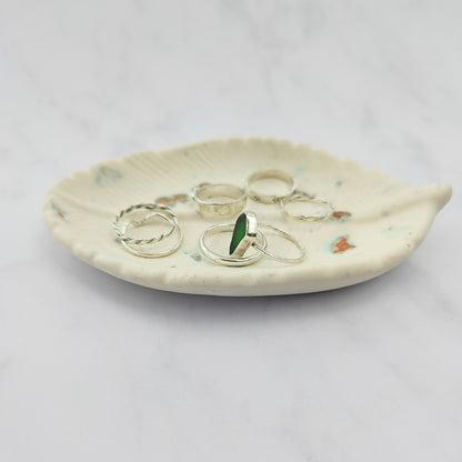 White With Rose Gold Leaf Trinket Dish