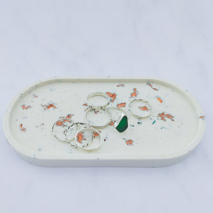 White & Rose Gold Oval Trinket Tray