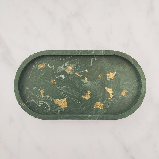 Forest Green Oval Trinket Tray