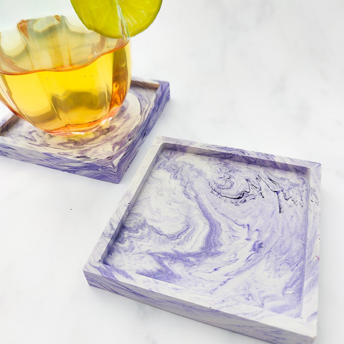 Lilac Swirl Square Coaster Set Of 2