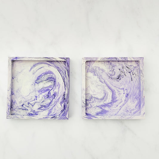 Lilac Swirl Square Coaster Set Of 2