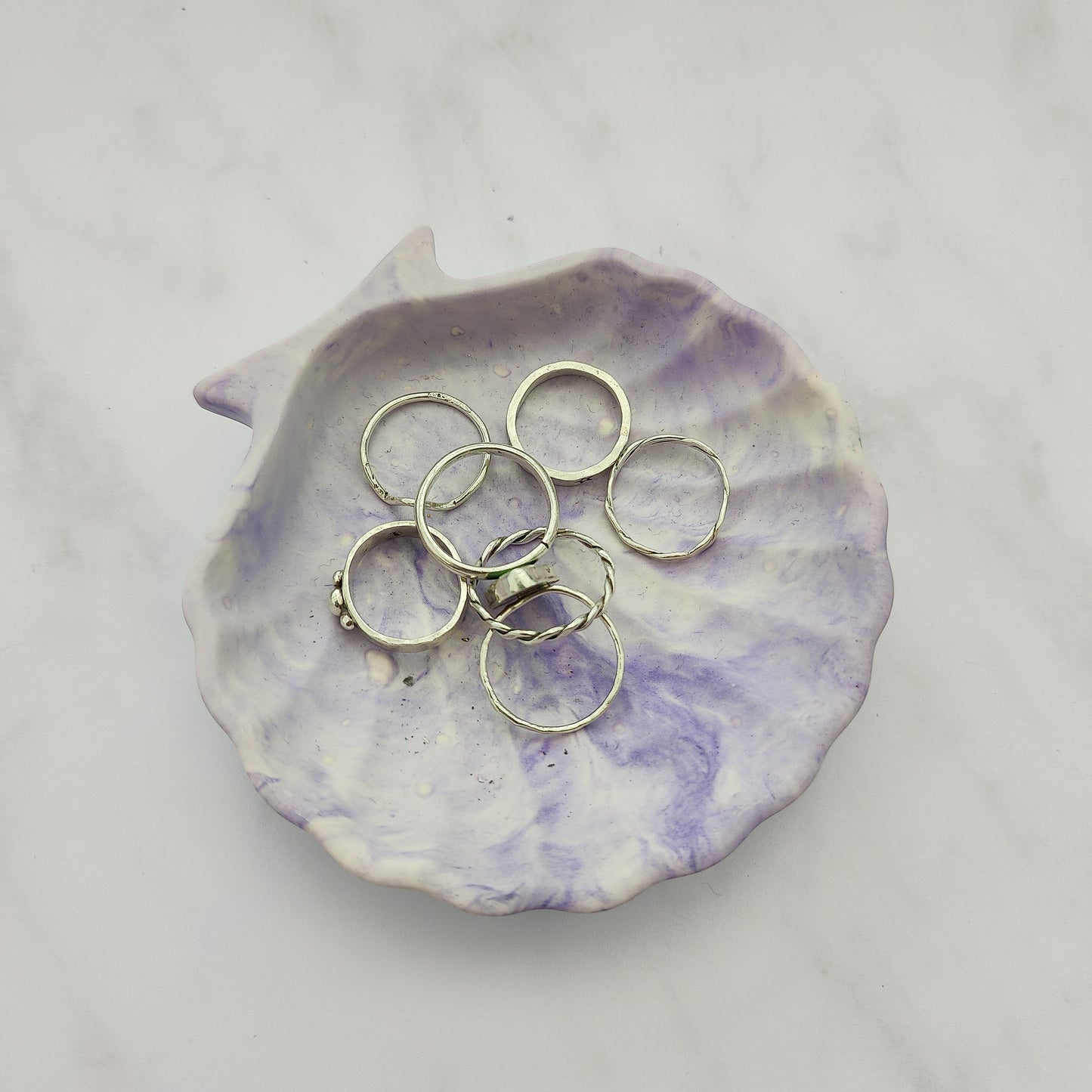 Lilac Swirl Shell Trinket Dish