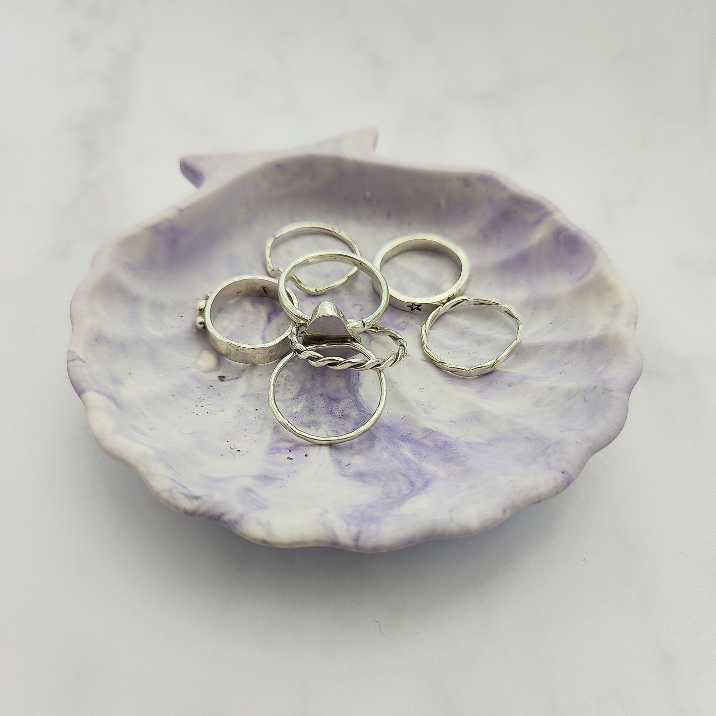 Lilac Swirl Shell Trinket Dish