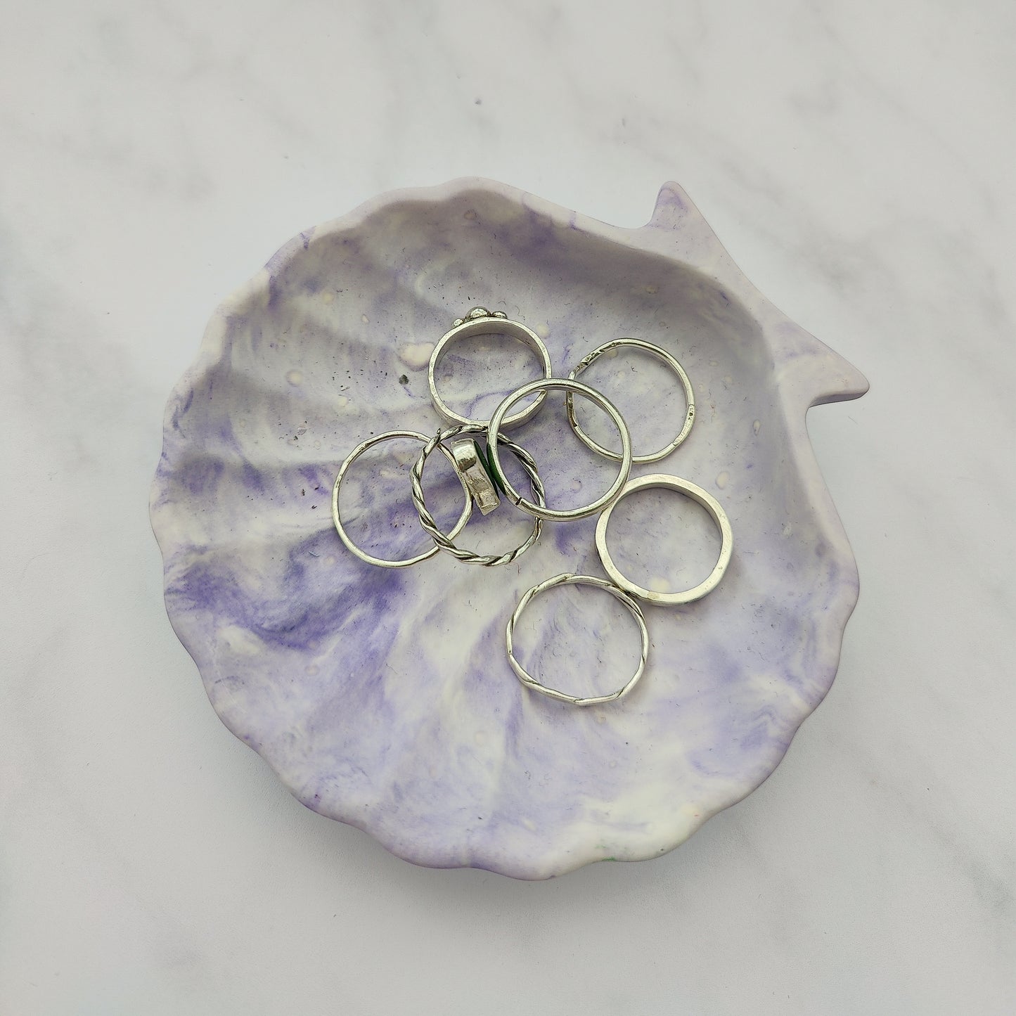 Lilac Swirl Shell Trinket Dish