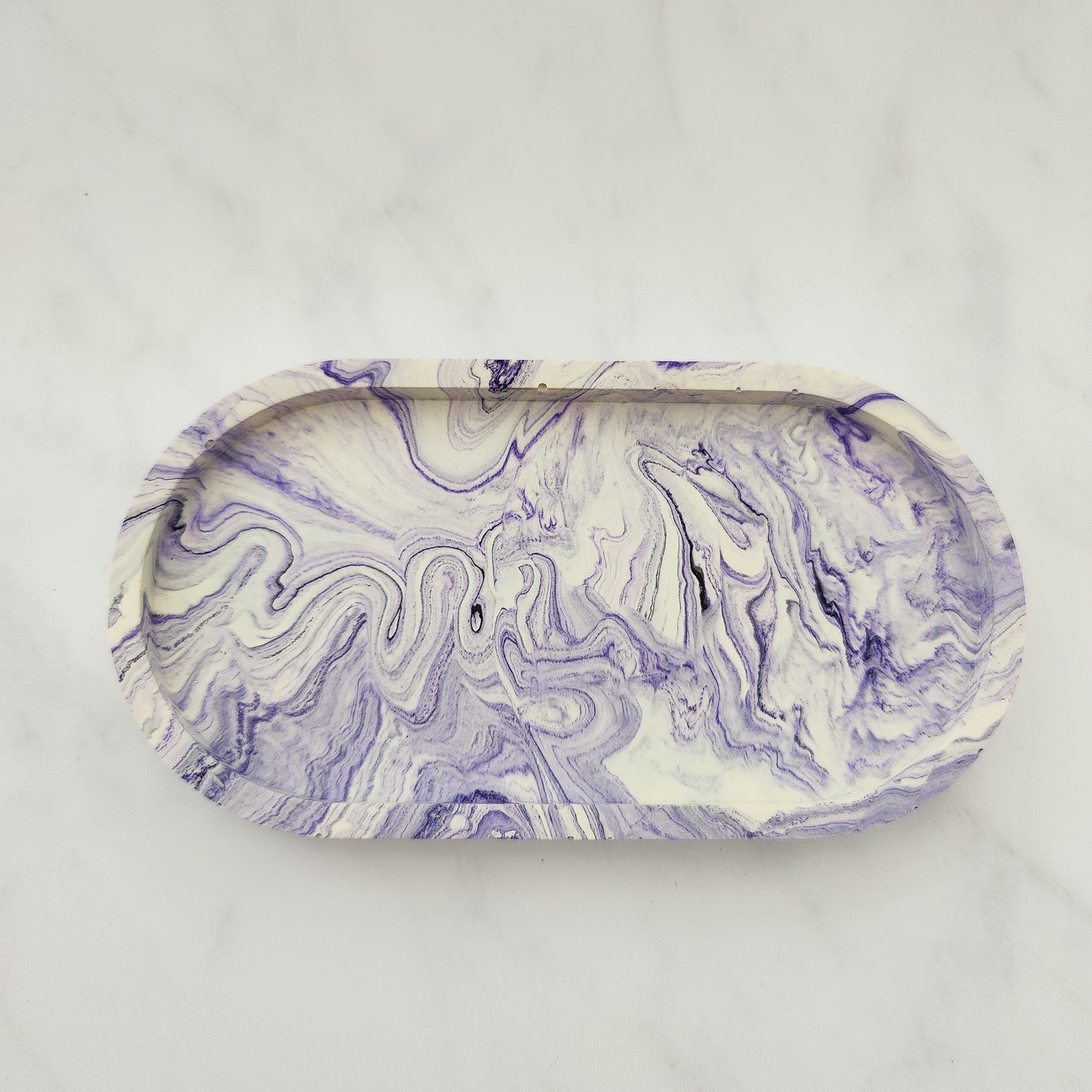 Lilac Swirl Oval Trinket Tray