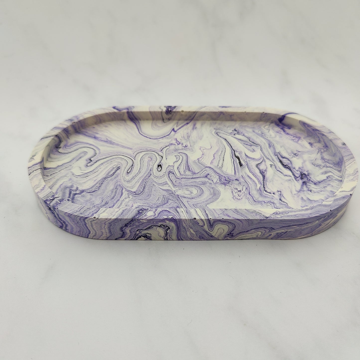 Lilac Swirl Oval Trinket Tray