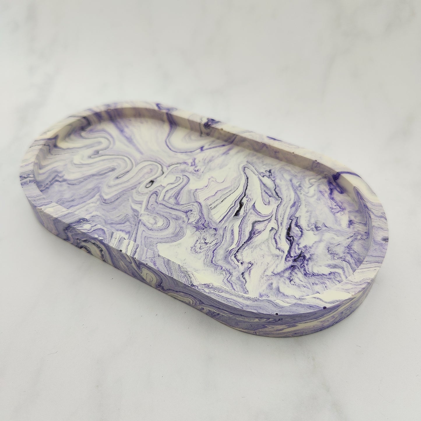 Lilac Swirl Oval Trinket Tray